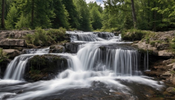 A waterfall caught in a vivid day