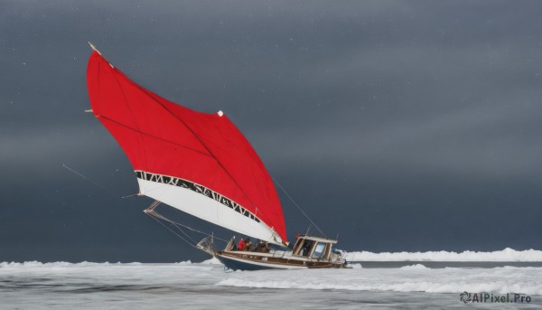 outdoors,sky,cloud,water,no humans,night,ocean,umbrella,star (sky),night sky,scenery,snow,starry sky,flag,watercraft,ship,snowing,boat