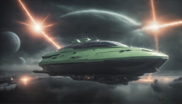 A spacecraft showcased in a vivid cloud