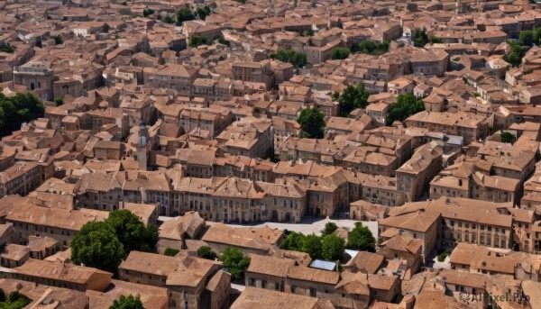 outdoors,tree,no humans,from above,building,scenery,city,road,cityscape,house,river,rock,stairs,ruins