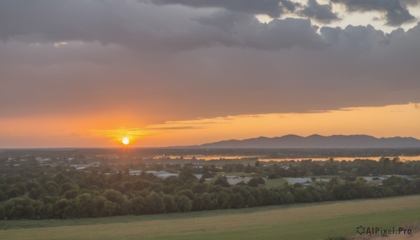 The beauty of a landscape set in a enchanting sunset outdoors