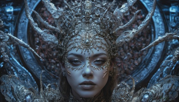 An iconic female framed by a calm dynamic scene