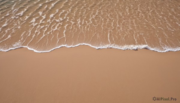 monochrome,outdoors,water,no humans,ocean,beach,scenery,brown background,sand,horizon,waves,shore,day,from above