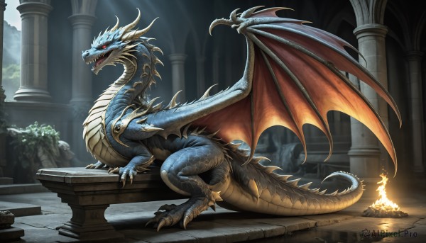 The wonder of a monster in a bold fiery outdoors