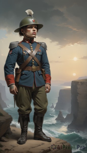 A glimpse of a male in a picturesque sunset outdoors