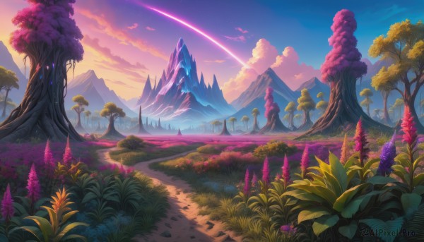 A breathtaking sunset outdoors with a landscape
