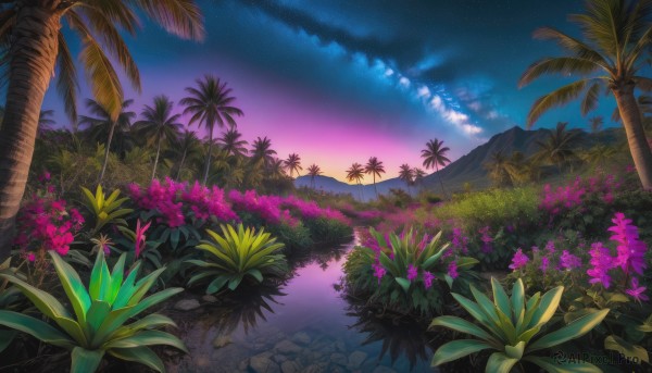 A serene sunset outdoors featuring a unique subject