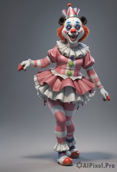 A stunning view of a clown in dynamic scene