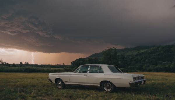 A majestic image of a motor vehicle in sunset outdoors