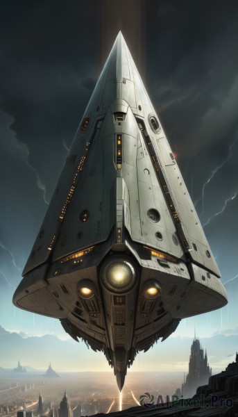 A spacecraft framed by the beauty of a lush rainy outdoors