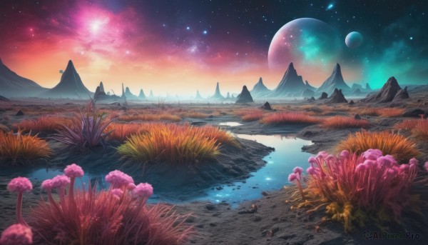 The elegance of a landscape in a idyllic sunset outdoors