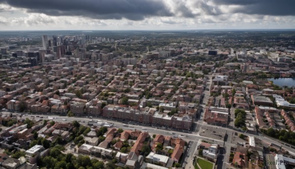 outdoors,sky,day,cloud,tree,no humans,ocean,from above,cloudy sky,building,scenery,city,horizon,cityscape,river,landscape,water,blue sky,dutch angle,nature,skyscraper