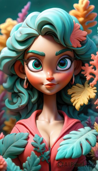 A female surrounded by a lush dynamic scene