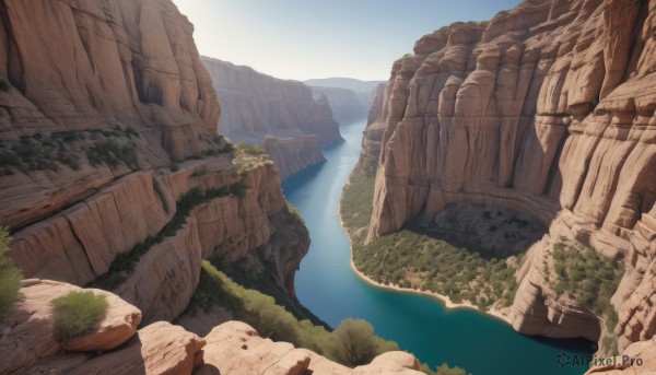 outdoors,sky,day,water,tree,no humans,nature,scenery,rock,mountain,river,waterfall,landscape,lake,cliff,blue sky,ocean