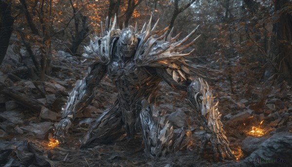 A stunning portrayal of a male in a lush fiery outdoors