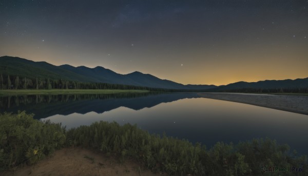 A landscape in a picturesque sunset outdoors