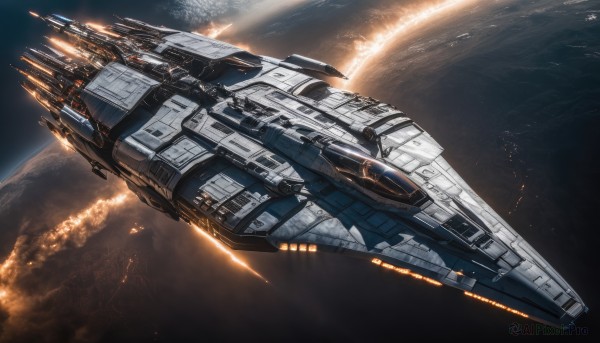 A spacecraft surrounded by a captivating scenery