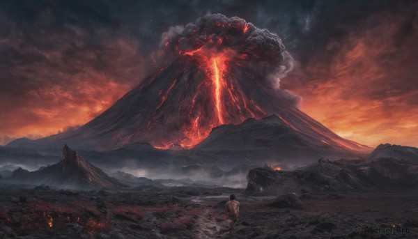 An iconic male framed by a inviting fiery outdoors