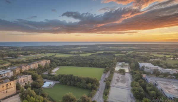 A glimpse of a landscape in a picturesque sunset outdoors