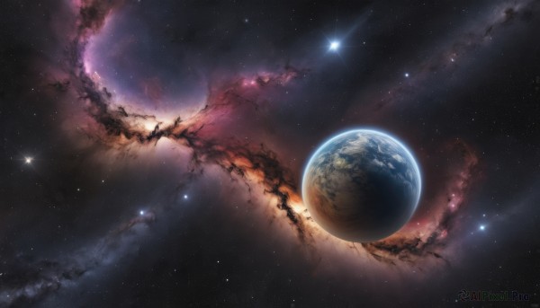 A galaxy showcased in a tranquil outdoors