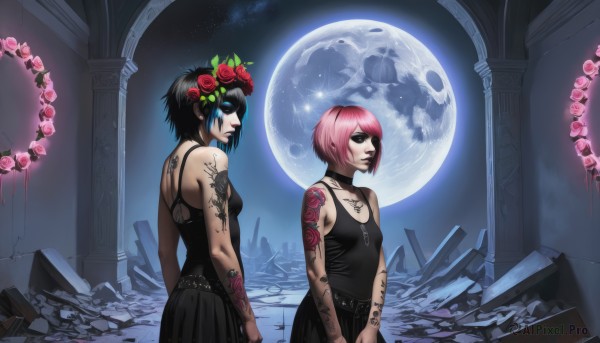 A unique subject surrounded by a captivating moon