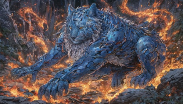 The elegance of a monster in a idyllic fiery outdoors