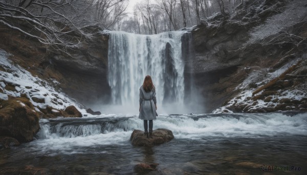 The allure of a female in a majestic snowy outdoors