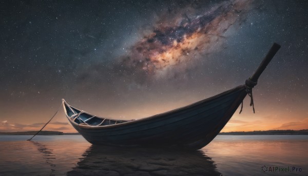 A boat amidst a idyllic sunset outdoors