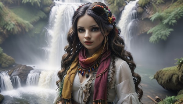 A female amidst a calm outdoors