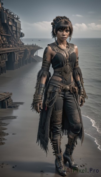 A female in a dynamic outdoors