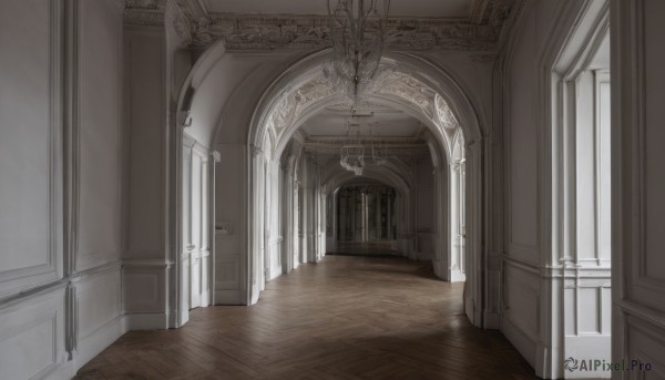 day,indoors,no humans,window,sunlight,scenery,wooden floor,stairs,door,architecture,pillar,statue,hallway,church,chandelier,column,light,floor,ceiling,carpet,arch,reflective floor