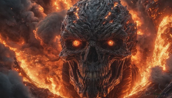 A breathtaking fiery smoke with a monster