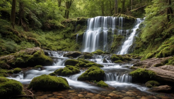 A ethereal day showcasing a waterfall