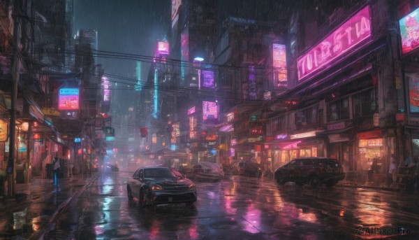 A vivid rainy outdoors showcasing a motor vehicle