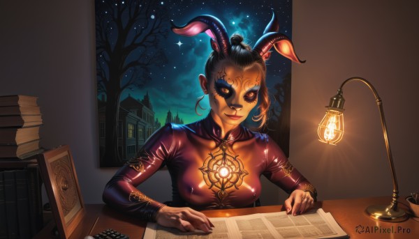 The wonder of a female in a bold night sky