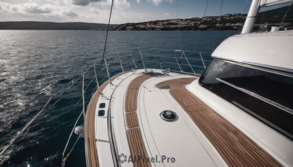 outdoors,sky,day,cloud,water,blue sky,no humans,ocean,cloudy sky,ground vehicle,scenery,horizon,watercraft,vehicle focus,ship,boat,night,waves,dock