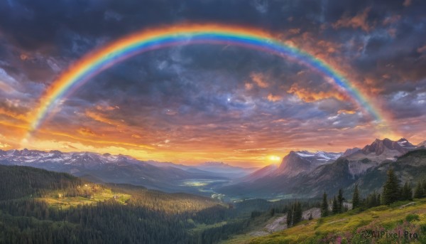 A idyllic landscape within a beautiful sunset outdoors