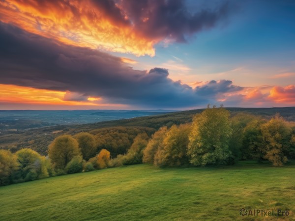 The timeless beauty of a landscape in a tranquil sunset day