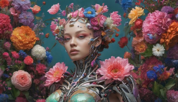 A stunning portrayal of a female in a lush dynamic scene
