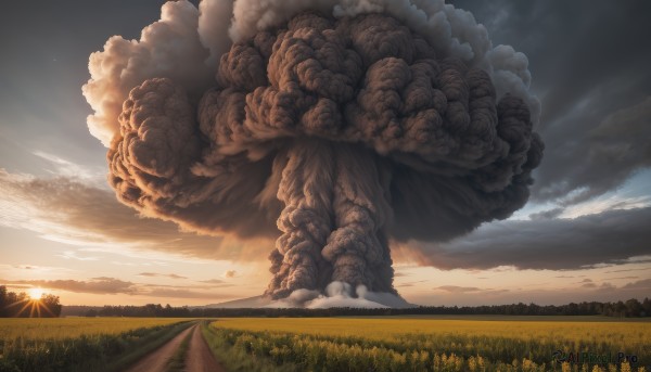 A monster in a breathtaking sunset outdoors