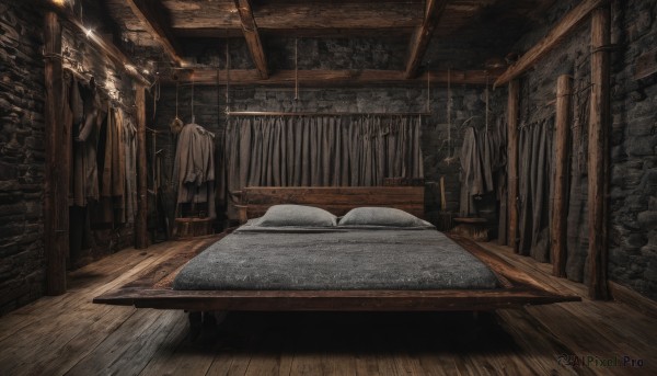 weapon,indoors,book,no humans,chair,table,scenery,wooden floor,fantasy,candle,wall,rug,chandelier,wood,solo,long hair,1boy,standing,sword,pillow,bed,cloak,1other,blanket,under covers,wooden wall