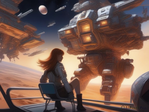 A alien captured in a enchanting sunset scenery