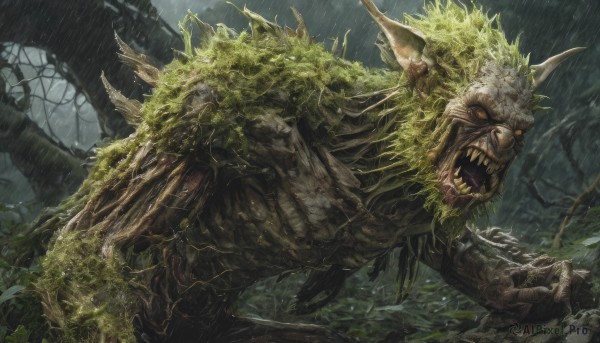 The beauty of a monster set in a captivating rainy outdoors