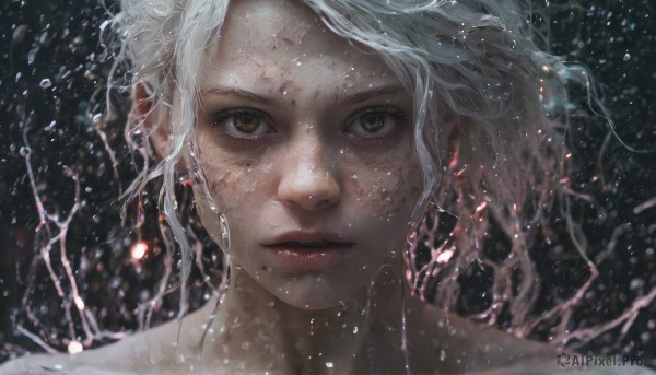A breathtaking view of a female in rainy dynamic scene