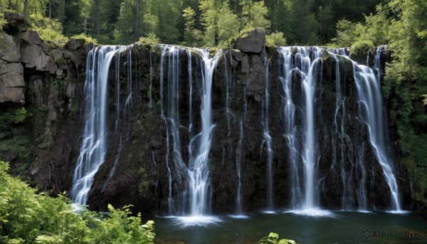 The elegance of a waterfall in a idyllic day
