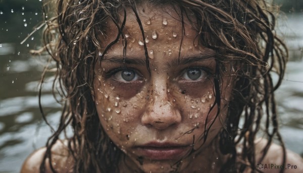 A majestic rainy dynamic scene featuring a female