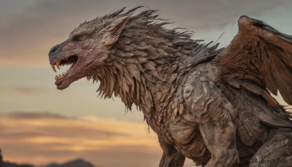 A monster set against the backdrop of a serene outdoors