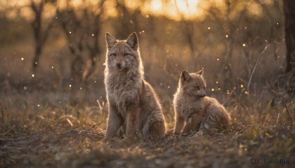 outdoors, signature, blurry, tree, no humans, depth of field, animal, cat, nature, realistic, animal focus