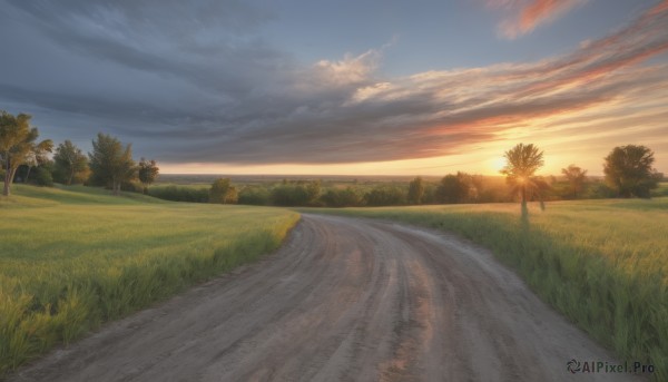 The timeless beauty of a landscape in a bold sunset day