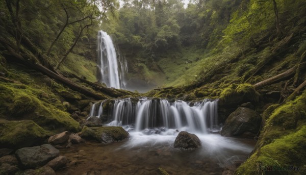 A waterfall framed by the beauty of a calm outdoors